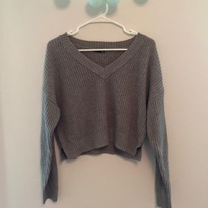 Grey Wild Fable Cropped Sweater